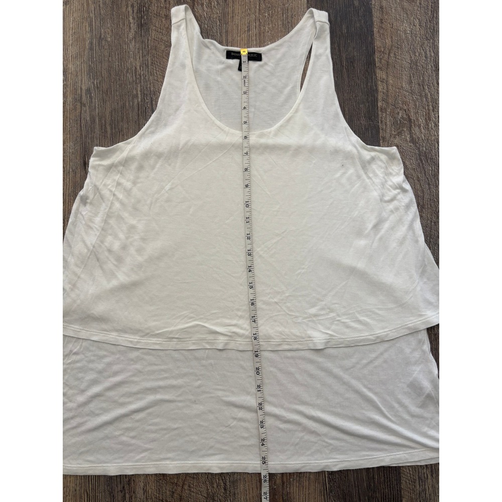 Banana Republic White Modal Double Layer Tiered Tank Top Womens Large RN54023 - Picture 3 of 6